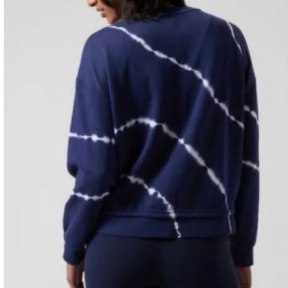 Athleta Sundown Long Sleeve Sweatshirt II Tye Die Eclipse Blue Medium Oversized - Picture 2 of 10
